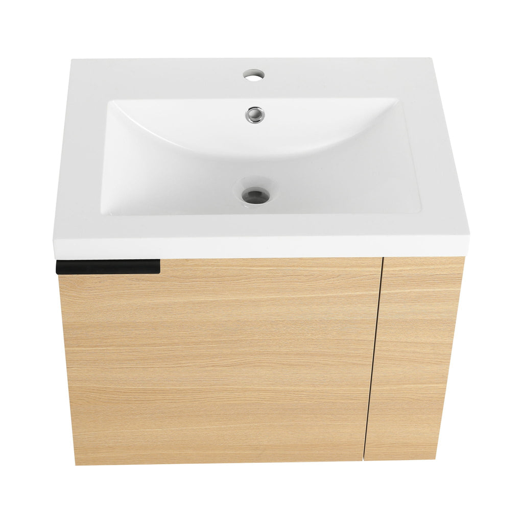 Modern Bathroom Vanity with Side Storage - Light Brown or White
