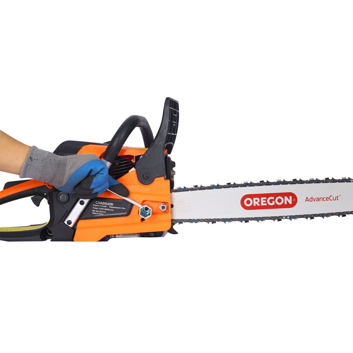 Gasoline Chainsaw 20" 52Cc with 2.6HP Engine - Orange