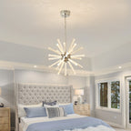 24-Light Bubble Pillar Chandelier with Adjustable Pendant Lighting - Metal