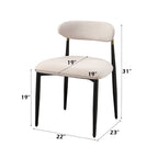Side Chair Set with Metal Frame and Padded Armrests - Black or Beige