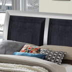 Padded Headboard Upholstered Bed with Supportive Hardwood Frame – Pearl Silver