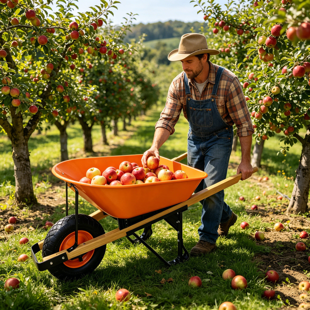Steel Tray Wheel Barrow with Durable ABS+Steel Construction - Garden