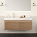NYAH 48'' Floating Bathroom Vanity with Carrara Sintered Stone Sink - Oak