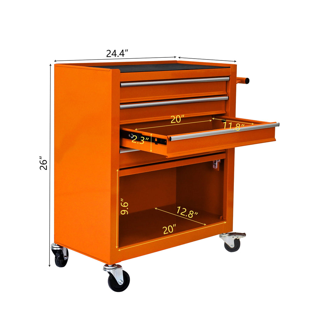 Multifunctional 4-Drawer Tool Cart with Wheels - Blue or Orange