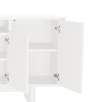 Sideboard With Adjustable Shelves and Soft Close Doors - White, Light Brown, Green