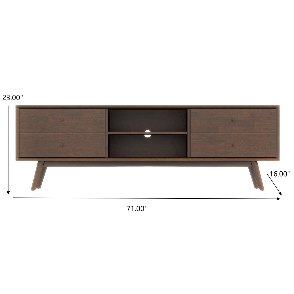 Modern TV Stand Up To 72" with Solid Wood Construction - White or Dark Brown