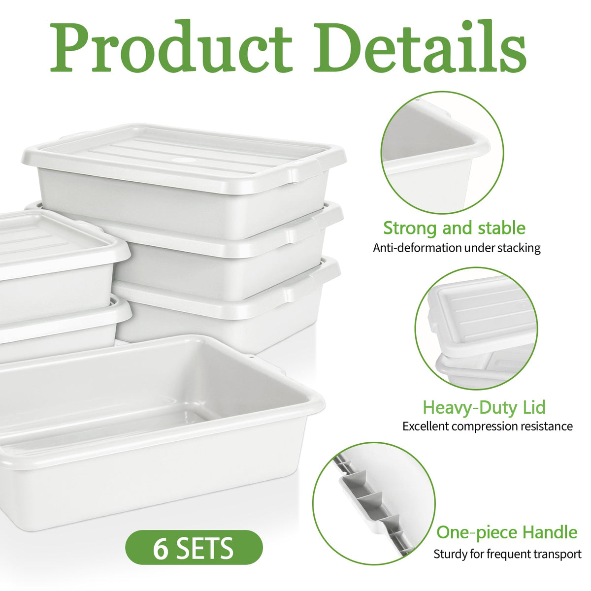 Heavy Duty Commercial Meat Tubs with Lids - 6 Pack