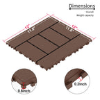 H Style Interlocking Deck Tiles with Anti-Slip Design - Dark Gray or Dark Brown