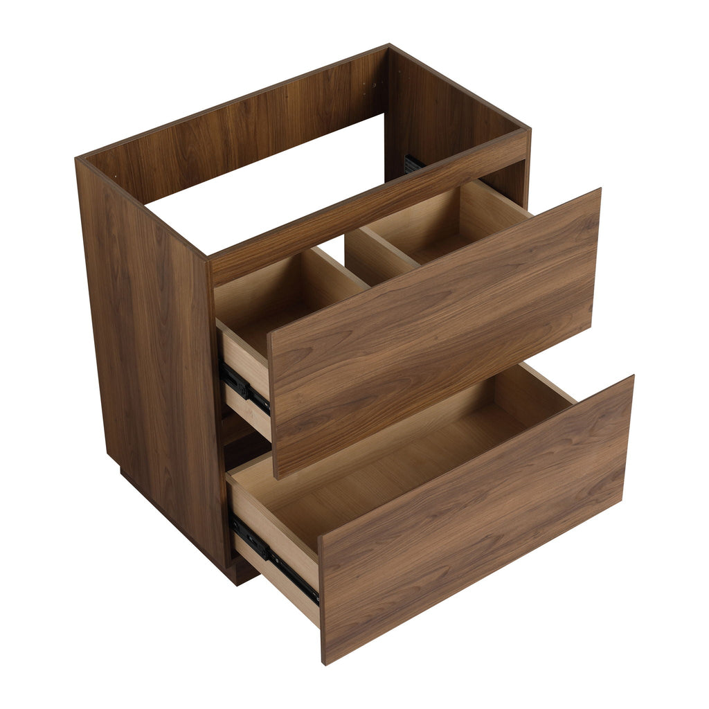 Modern Freestanding Bathroom Vanity Cabinet with Double Drawer - Light Brown or Dark Brown