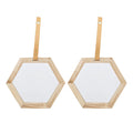 Light Brown Hexagon Wall Accent Mirror with Wood Frame – Set of 2