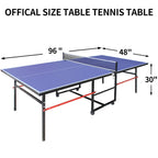 8ft Foldable Table Tennis Table Set with Portable Design - Blue
