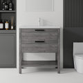 36 Inch Freestanding Bathroom Vanity with Ceramic Sink and Soft-Close Drawer - Grey