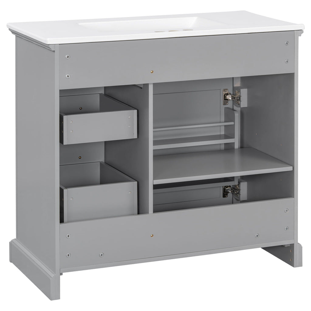 36" Bathroom Vanity with Sink and Soft Close Hinges - Dark Gray or White