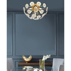 Gold Flush Mount Ceiling Light with Crystal Petals - Gold