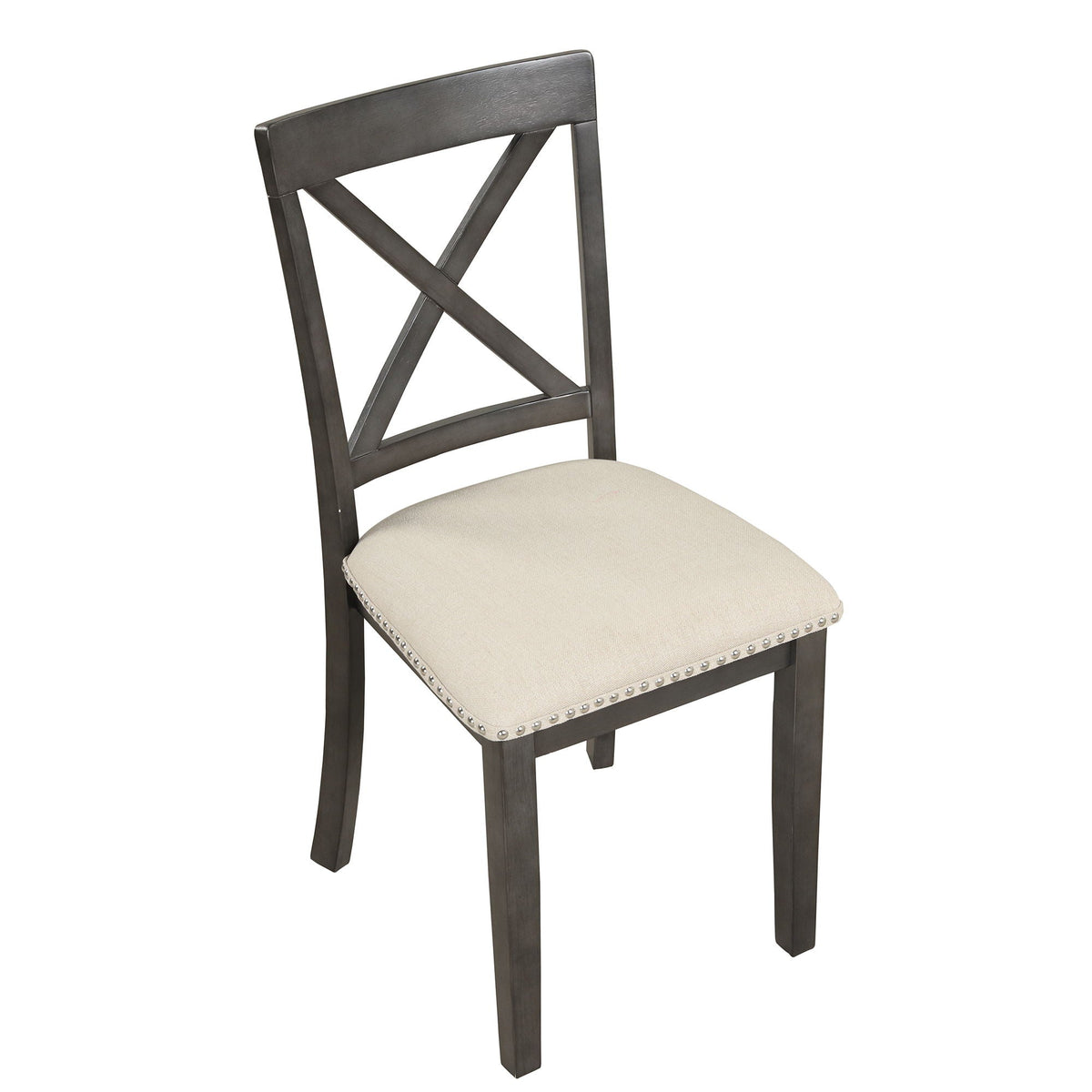 5-Piece Solid Wood Dining Set — White or Dark Gray