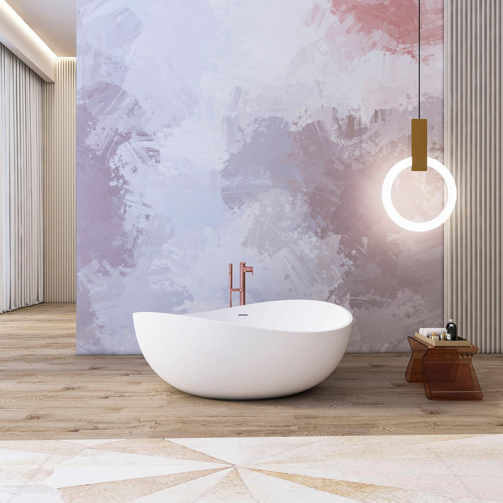 Freestanding Solid Surface Soaking Bathtub with Ergonomic Design – White or Black