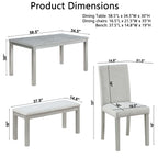 Dining Table Set with Crystal Decoration and Upholstered Chairs - Gray or White