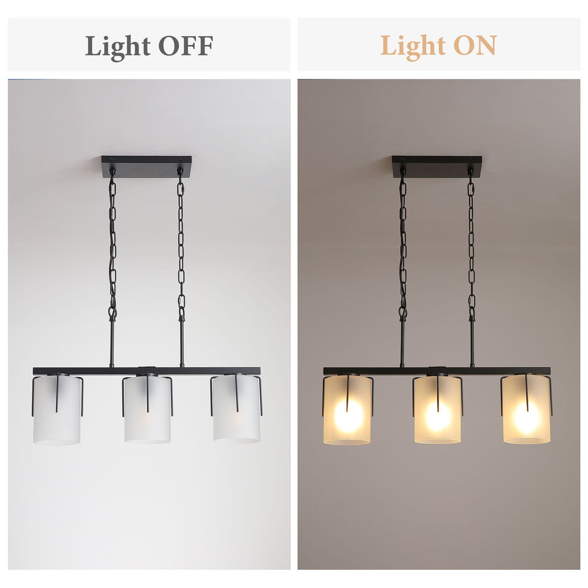Adjustable Cylindrical Pendant Light with Frosted Glass Shade - Black or Gold