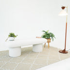 Ivory Upholstered Bench with Boucle Fabric - Randolph