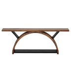 Console Table with 2-Tier Storage and Half Moon Frame - Brown / Black