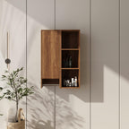 24 Inch Wall-Mounted Side Cabinet with Soft Closing Door - Brown Ebony