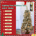 Pre-Lit Artificial Christmas Tree Set with LED Lights - 4-Piece PVC