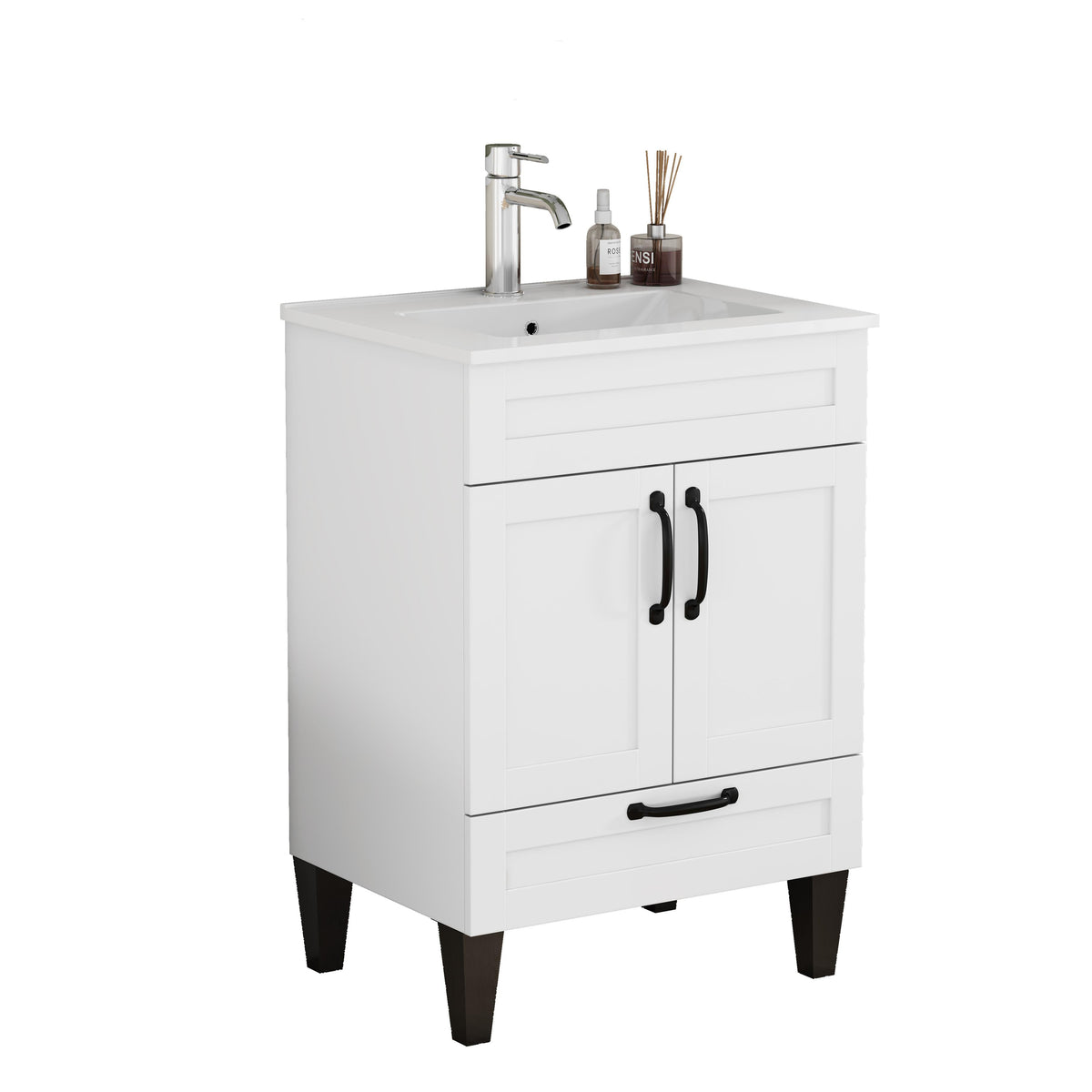 24-Inch Bathroom Vanity with Sink Combo with Ample Storage - White/Particle Board