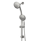 Dual Shower Head with Adjustable Slide Bar and Multi Function Settings - Pearl Silver or Gray