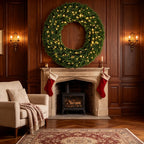 48" Artificial Norfolk Pine Christmas Wreath with LED Lights - Green