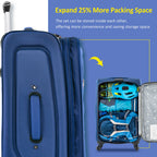 Expandable Softside Luggage 3 Piece Set with Spinner Wheels - Multiple Colors