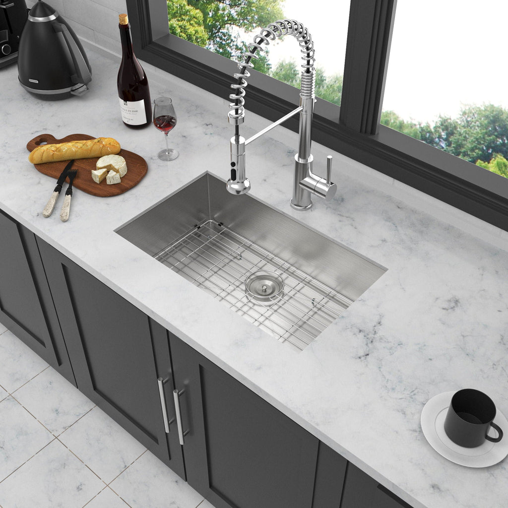Modern Undermount Stainless Steel Kitchen Sink 16 Gauge, Deep Single Bowl - Gray