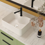 Modern Ceramic Rectangular Vessel Bathroom Sink with Sleek Design - White