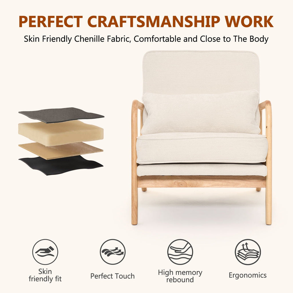 Upholstered Living Room Chair with Curved Armrests - Choice of Color
