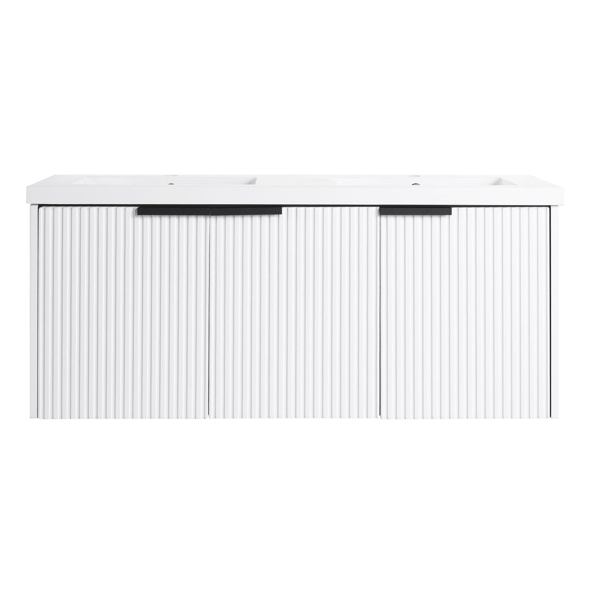 Contemporary Wall Mounted Bathroom Vanity with Double Resin Sink - Light Blue, White, Pearl Silver