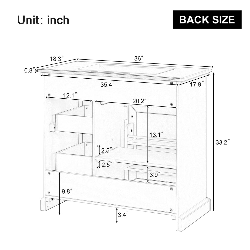 36" Bathroom Vanity with Sink and Soft Close Hinges - Dark Gray or White
