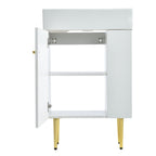 Bathroom Vanity with Single Ceramic Sink and Side Storage - Multiple Colors