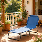 Neutral Oxford Fabric Sun Tanning Chair with Adjustable Backrest - Outdoor Lounge
