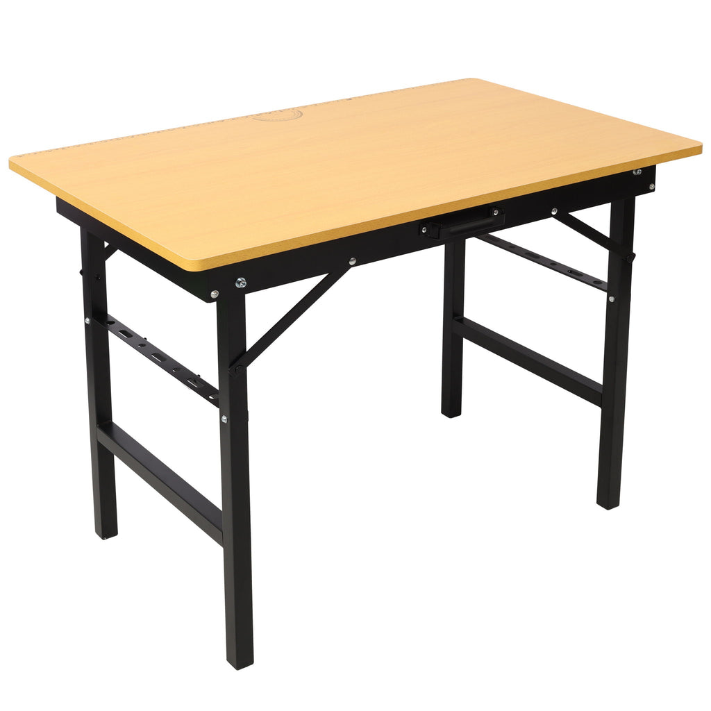 Portable Folding Work Table with Measuring Tape and Angle Finder - Black
