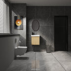 Modern Bathroom Vanity with Ceramic Basin and Storage Cabinet - Light Brown, Black, or White