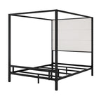 Canopy Bed With Tall Upholstered Headboard - 4 Poster Frame - Gold or Black