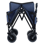 3-in-1 Convertible Folding Outdoor Wagon with Bench Seat - Dark Blue