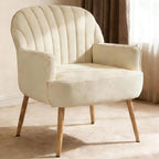 Upholstered Accent Armchair with Shell-Shaped Design - Multiple Colors