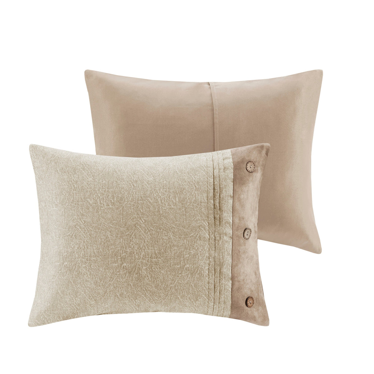 Tan Faux Suede Comforter Set with Lodge Style - California King