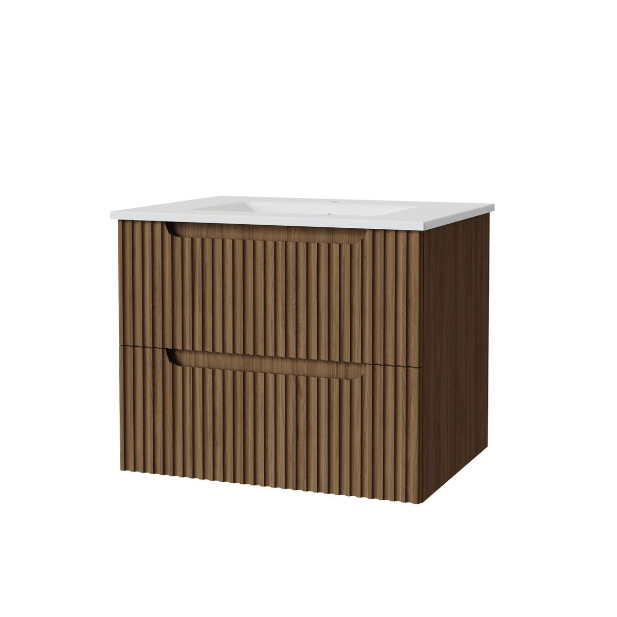 Light Brown Wall Mounted Bathroom Vanity with Sink - 24"W x 18.5"D x 19.8"H