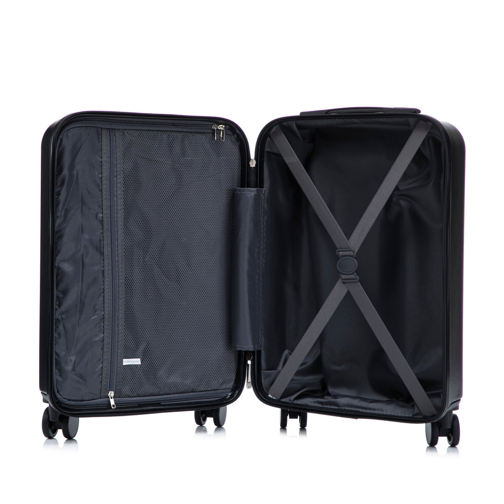 ABS Spinner Wheel Luggage Set with Cosmetic Case - Black