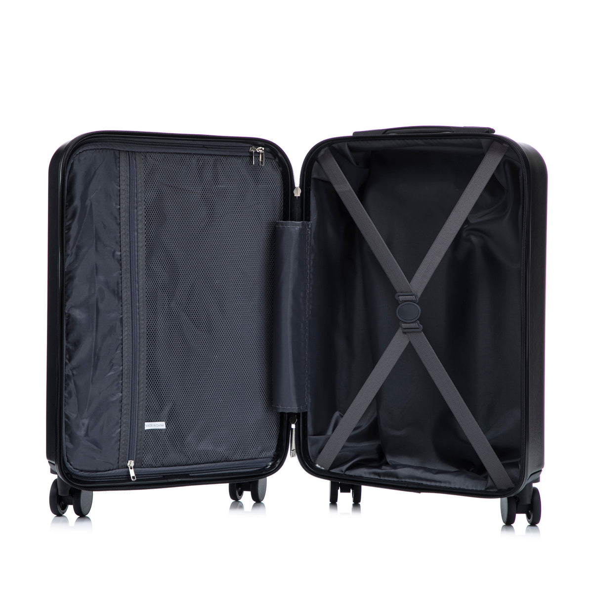 ABS Spinner Wheel Luggage Set with Cosmetic Case - Black