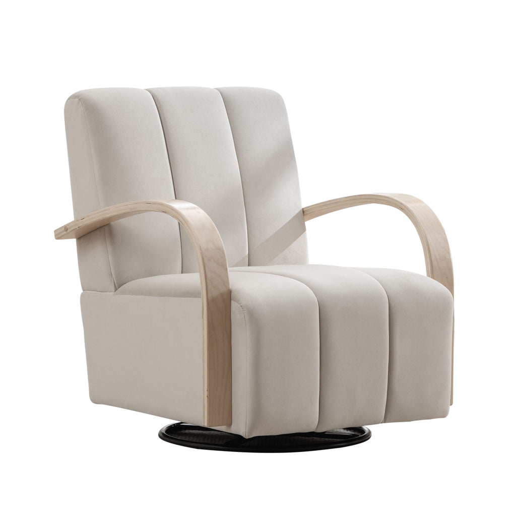360° Swivel Accent Chair with Armrests - Beige or Dark Gray