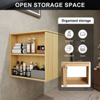 Modern Bathroom Vanity with Side Storage - Light Brown or White
