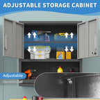 Metal Wall Mounted Tool Storage Cabinet with Locking Door - Gray