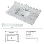 Elegant Sintered Stone Bathroom Vanity Top with Rectangular Undermount Ceramic Sink - White